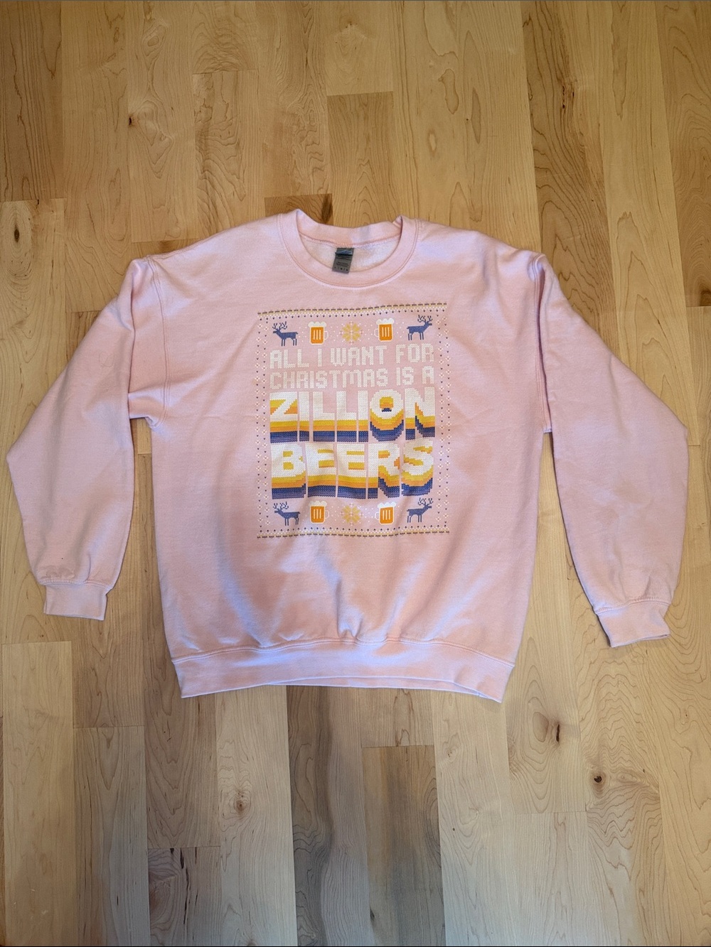 Barstool Sports Pink Graphic Crewneck Sweatshirt - Holiday 'Zillion Beers'
